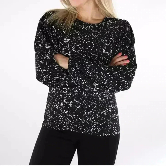Wallace by J. Crew Black with White Specks Wool Blend Pullover Sweater Med Fall - Picture 1 of 5